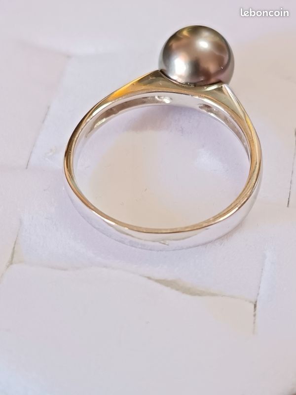 Bague or 18 karat perle tahiti diamants (image 6)