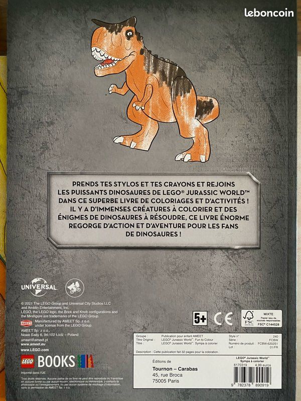 Livre à colorier lego Jurassic world (image 2)
