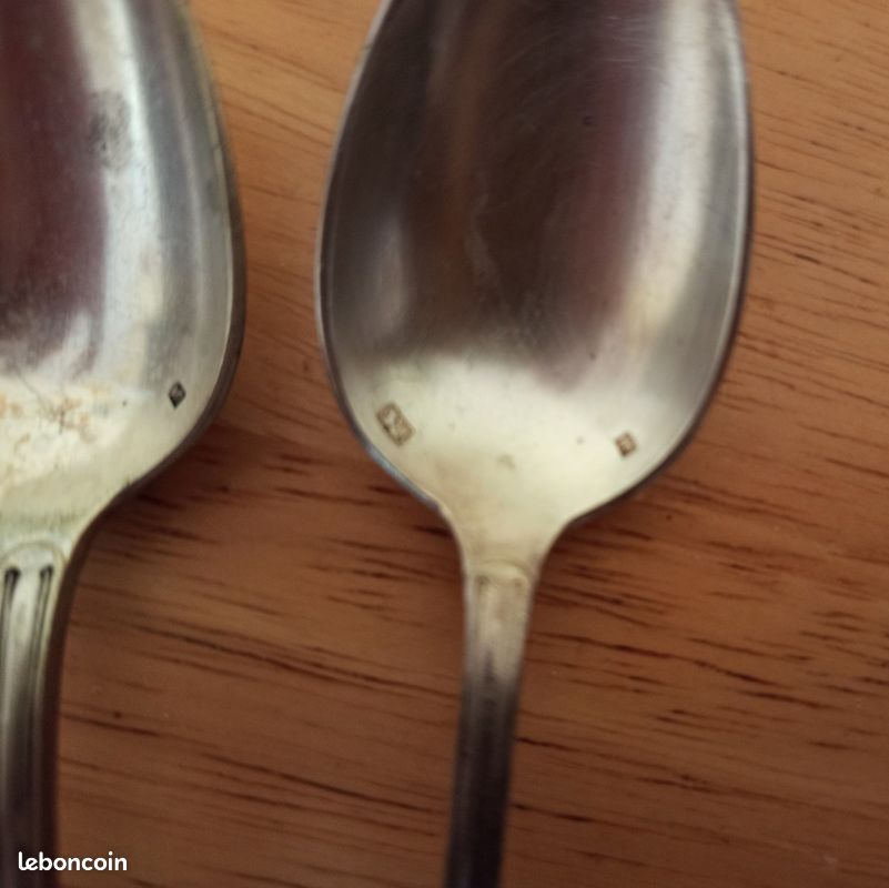 SFAM - 12 cuillères en métal argenté la spatule tonneau à pans stylisés