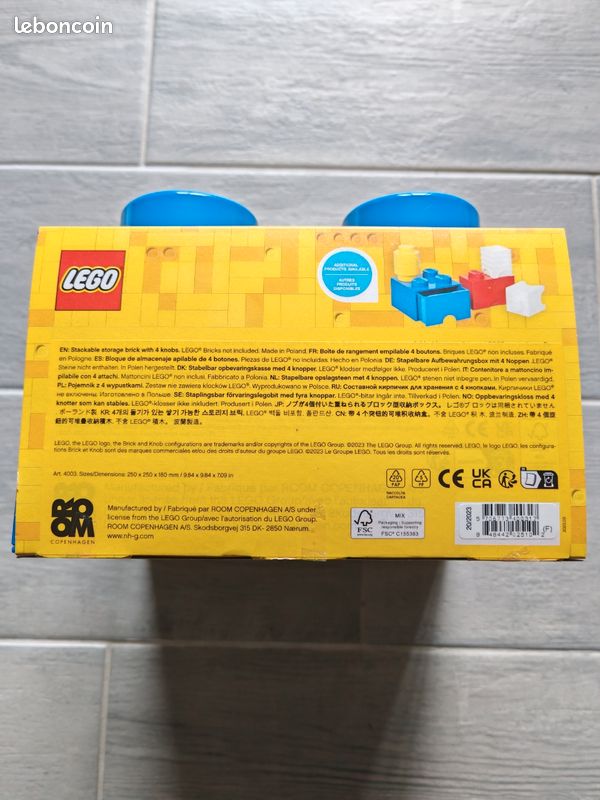 Boite de rangement Lego brique 4 tenons bleue (image 4)