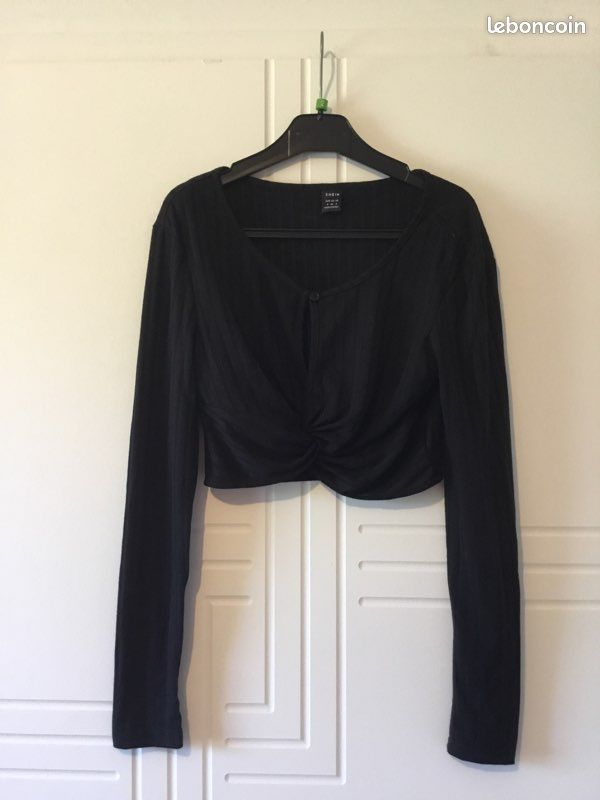 Crop Top Manches Longues Noir Shein Vêtements