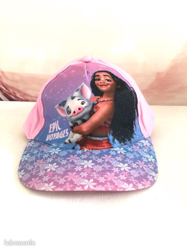 Casquette enfant DISNEY VAIANA rose (Taille 54), Neuf avec étiquette, ⚠️ TRÈS DÉFORMÉ (image 1)