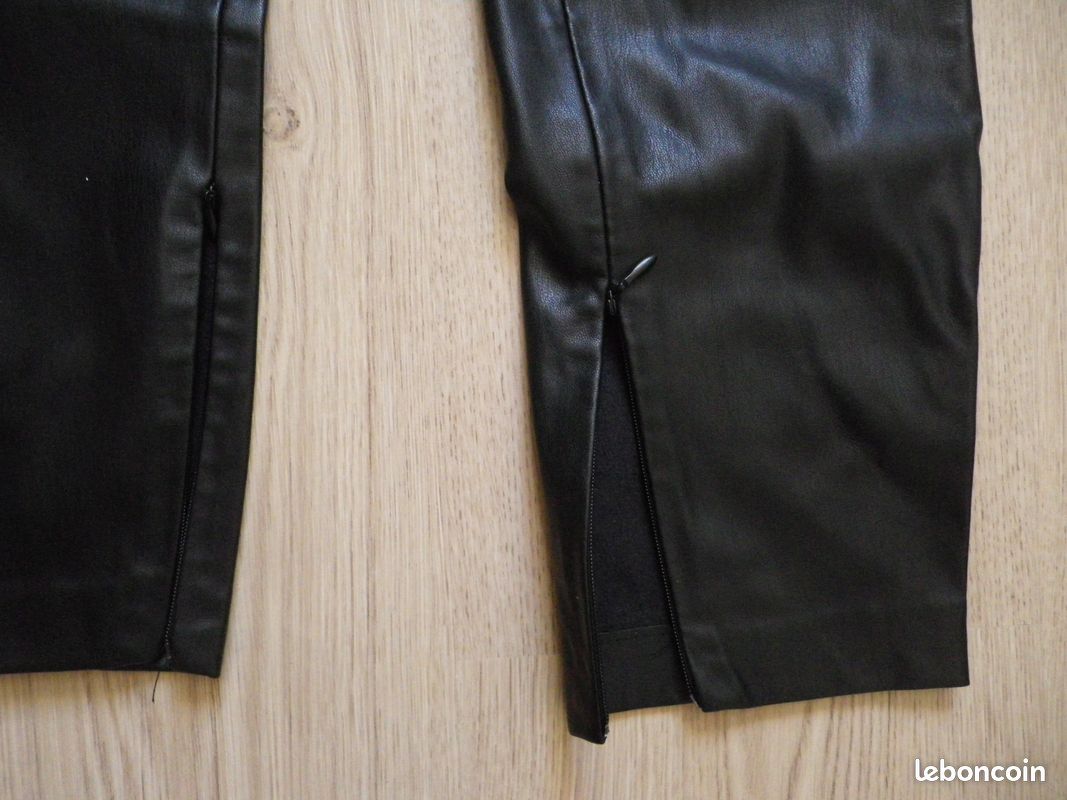 Pantalon simili cuir noir "Mango MNG", taille 34 (image 2)