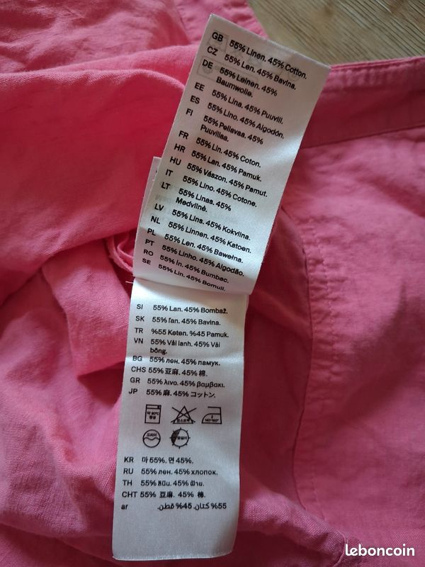 Chemisette femme COS rose en lin et coton Manches courtes Taille M (image 10)
