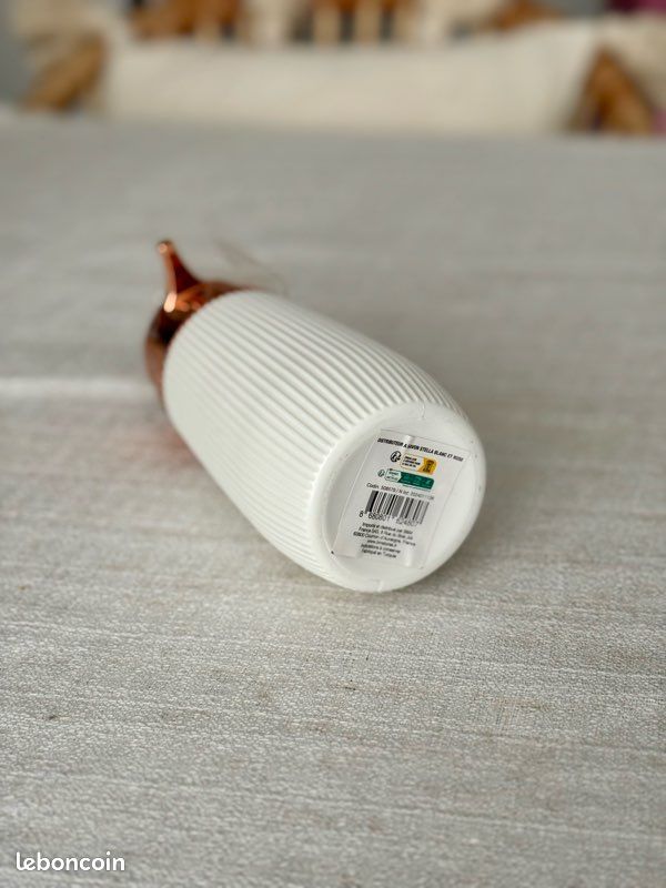 Distributeur de savon blanc strié & pompe Cuivre Rose Gold - Neuf (image 2)