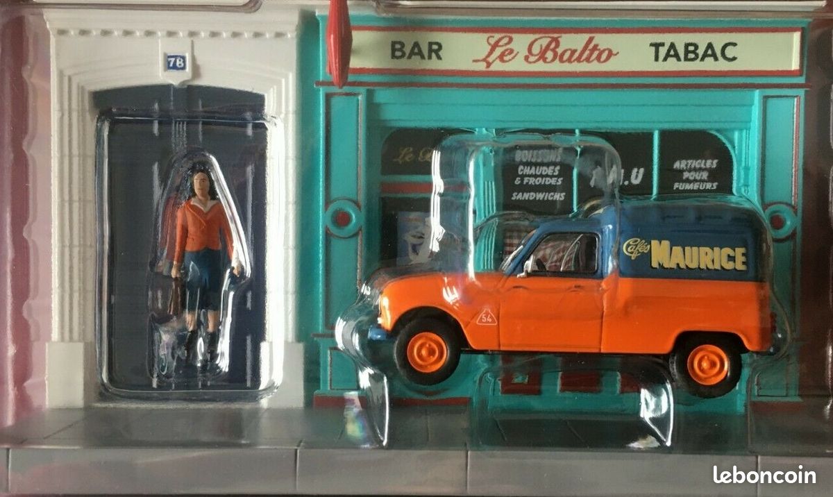 RENAULT 4L Fourgonnette - Diorama BAR TABAC Le Balto Café Maurice + 1 personnage - échelle 1/43 - Neuf en Boite non ouverte - collection VEHICULES UTILITAIRES avec DIORAMA n° 46 (image 3)