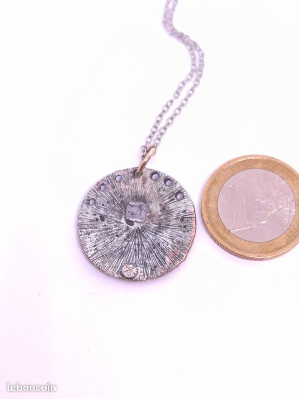 Pendentif Vintage Rosace Filigrane Argenté - Grand Modèle Rare Et Ancien (Réf. 5029)