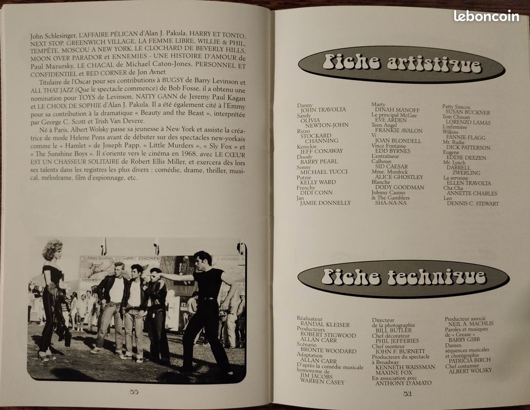 Grease dossier de presse original 1995 (image 9)