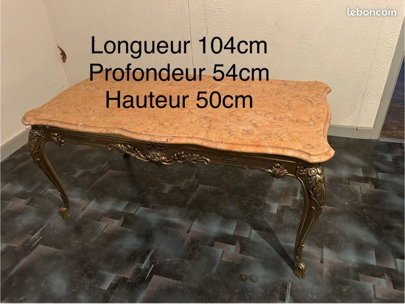 Table de salon bronze et marbre (image 3)