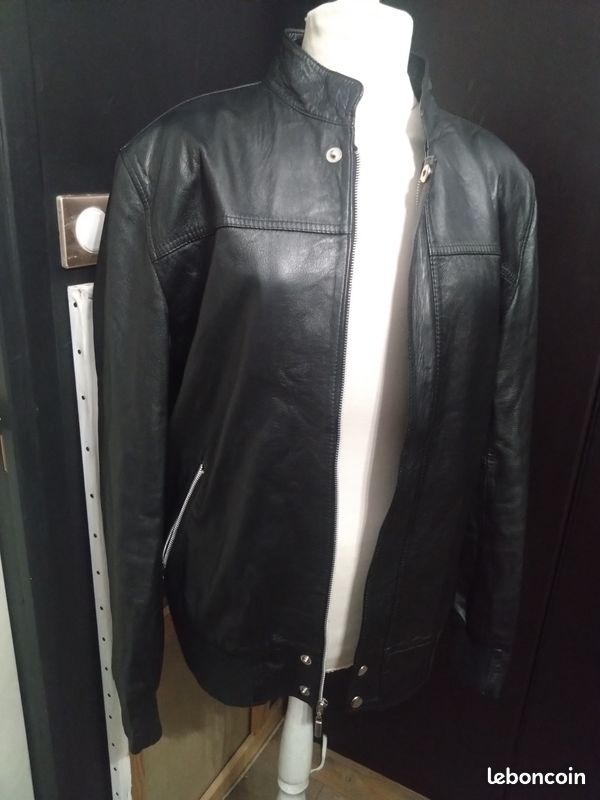 Blouson en cuir noir Mario Hernández T 42 (image 2)