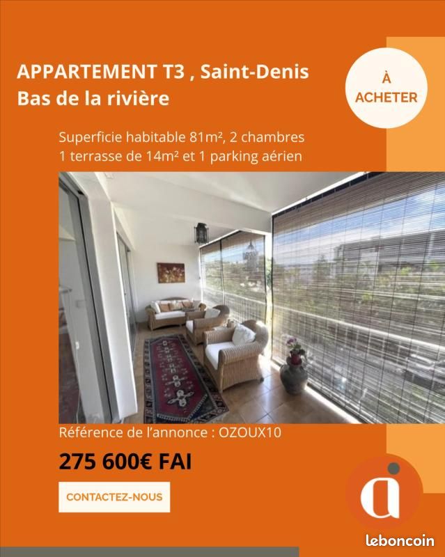 Appartement 3 pièces 81 m² · à Saint-Denis · 81 m² · 275 600 €
