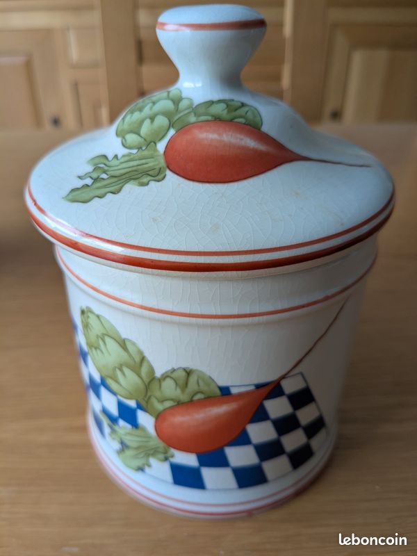 Pot - bocal faïence - céramique vintage avec couvercle (image 1)
