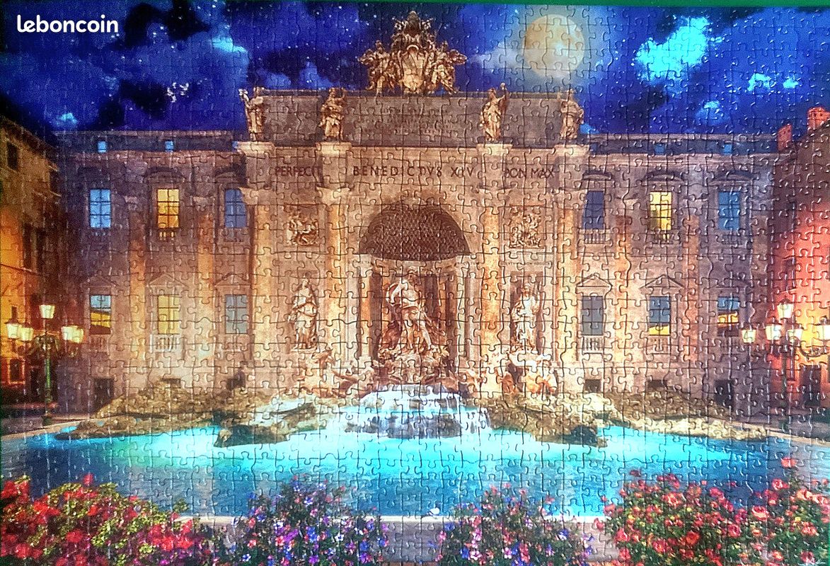 Puzzle Educa 1000 Pièces | Fontana Di Trevi, Rome | Dimensions 68 X 48 Cm | À Partir De 14 Ans | Colle Fix Puzzle Incluse