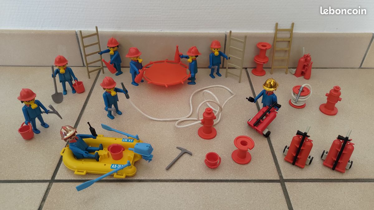 LOT PLAYMOBIL Vintage Pompiers - Figurines, Véhicules, Accessoires (réf. 3234, 3236, 3366...)