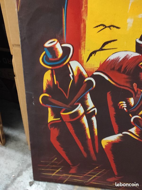 Acrylique sur Toile, Art Haïtien, signé Joseph, les Musiciens (image 3)