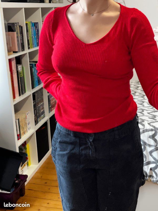 Maillot manches chauve-souris rouge (image 1)