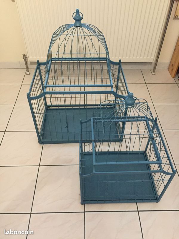 Cage à oiseaux de décoration coloris bleu grande taille (image 13)