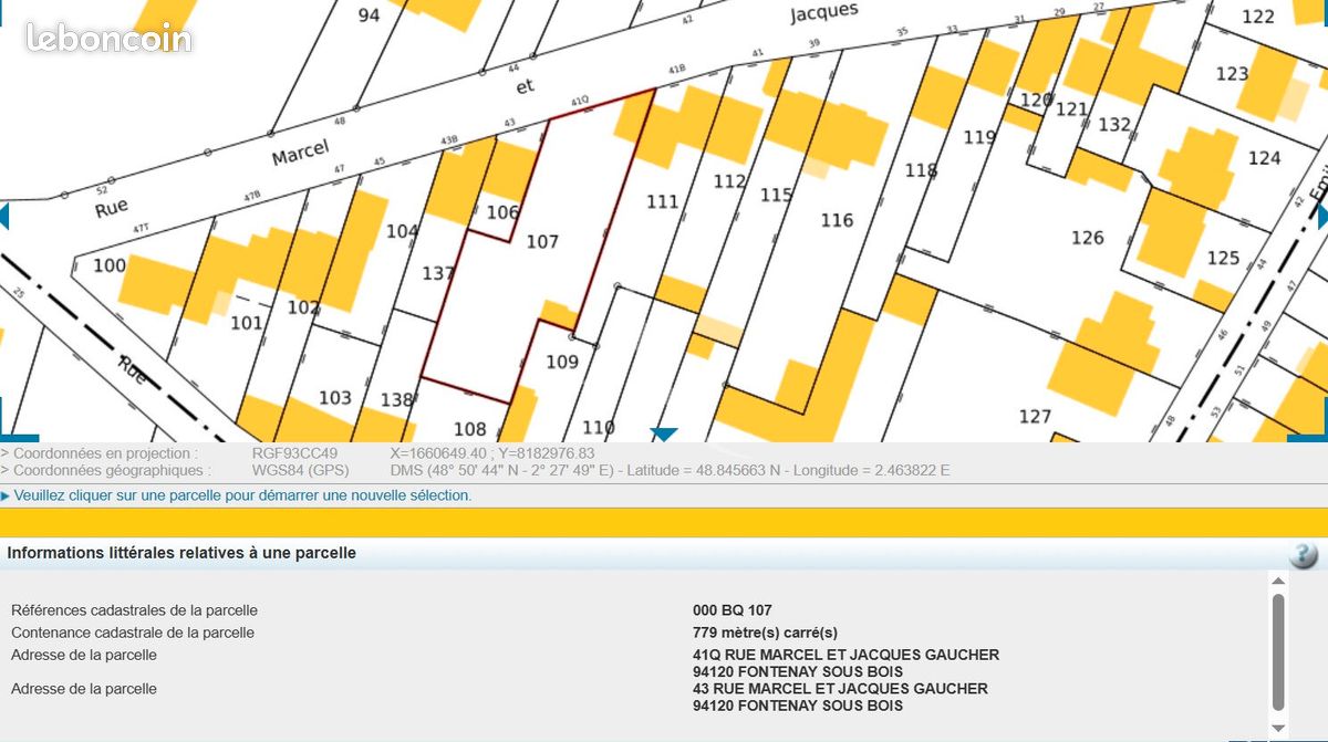 Terrain 779 m² · à Fontenay-sous-Bois · 779 m² · 1 040 000 €