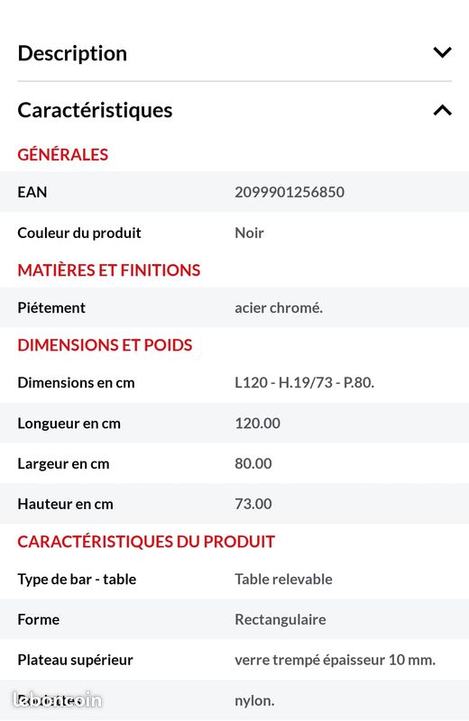 Table relevable En verre (image 2)