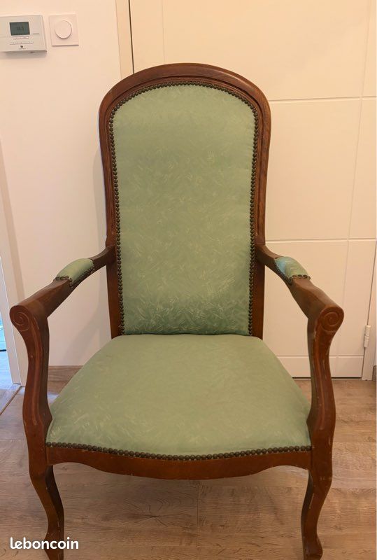 Fauteuil vert voltaire (image 1)