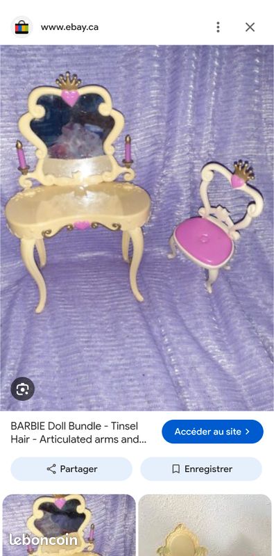 Miroir de coiffeuse Barbie vintage tbe (image 2)