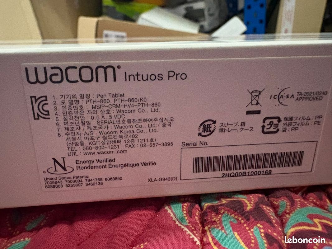 Wacom Stylo Tablette Intuos Pro Grand Pth-860/K0 2017 Modèle Noir Neuf