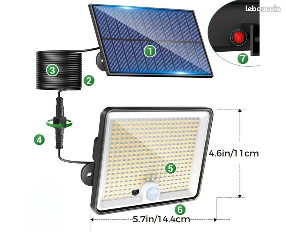 LOTMOS Set van 3 zonnelampen voor buiten, bewegingsmelder, 176 leds, buitenverlichting, IP65, waterdicht, zonnelamp, 3 modi, buitenverlichting, voor tuin, garage, warm wit