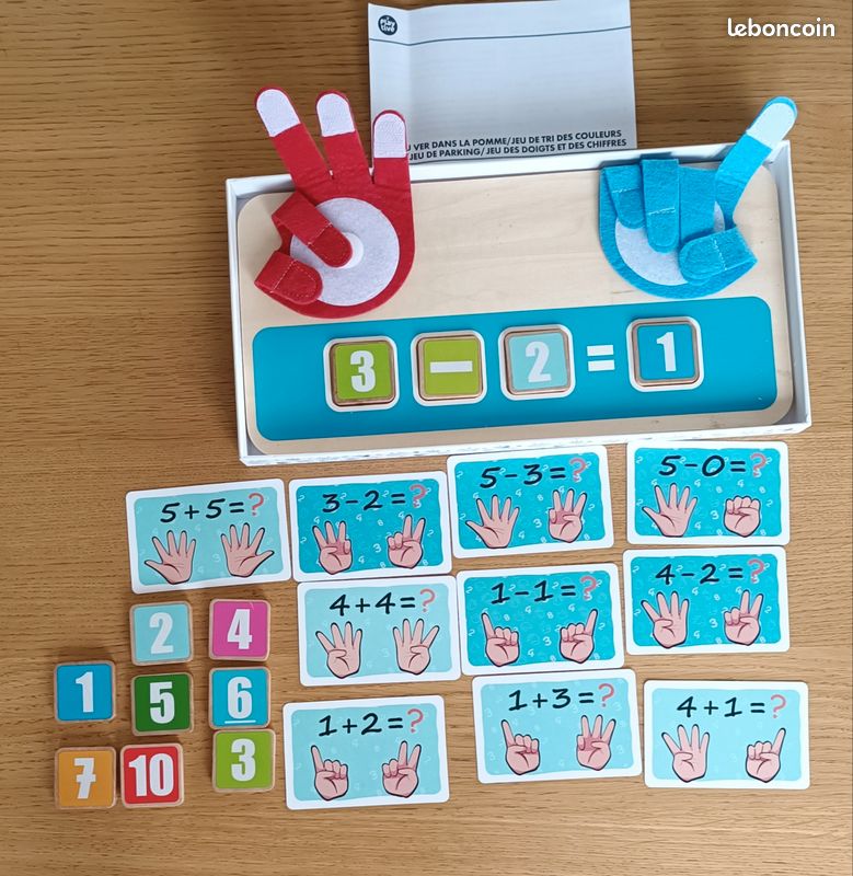 Montessori Jouet Compteur De Doigts – Bois – Apprentissage Chiffres, Calculs Et Heure – Jeu Éducatif Dès 3 Ans