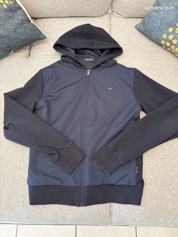 Veste / Sweat à capuche zippé Eden Park Bi-matière - Marine/Noir - Taille S (image 1)