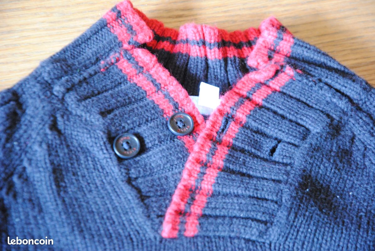 Pull Garçon Jacadi – Taille 3 Ans – Gris, 86% Coton, Neuf Avec étiquettes
