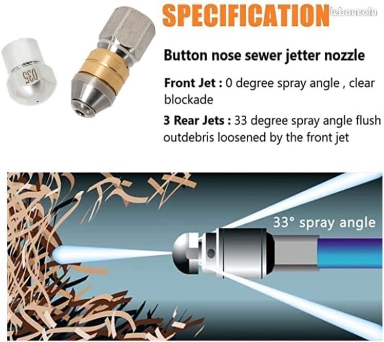 Poweka Tuyau de Nettoyage Haute Pression 20M,Compatible avec Kärcher K2/K3/K4/K5/K6/K7 série, Haute Pression Accessoire avec Buse à Jet et Buse Rotatif,180 Bar, 60 °C (image 1)