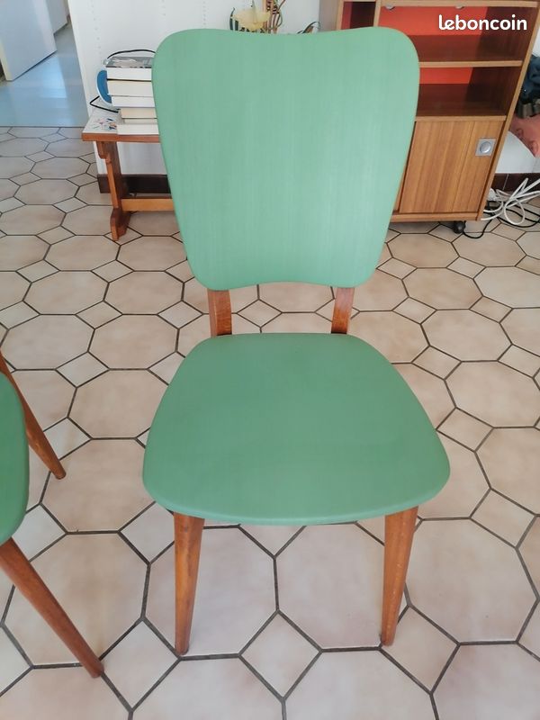 Lot de 2 chaises vintage verte et bois (image 4)