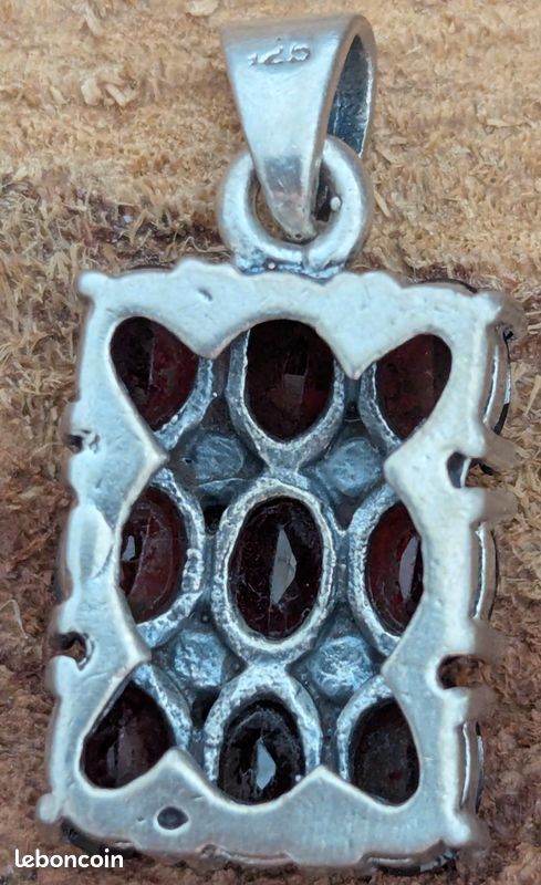 Pendentif Femme En Argent 925 Avec Grenat XXL - Bijou Sterling Sans Marque - Neuf Avec étiquettes - Fabriqué En Allemagne