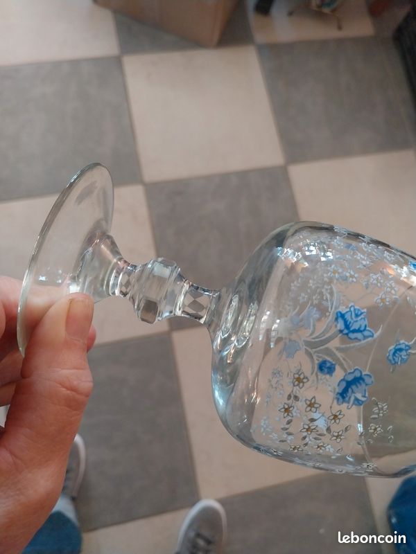 6 verres à cocktail pied bleu lagon - Arts de la table