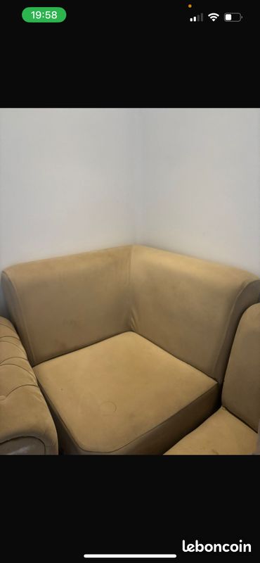 Canapé d’angle velour beige convertible (image 6)