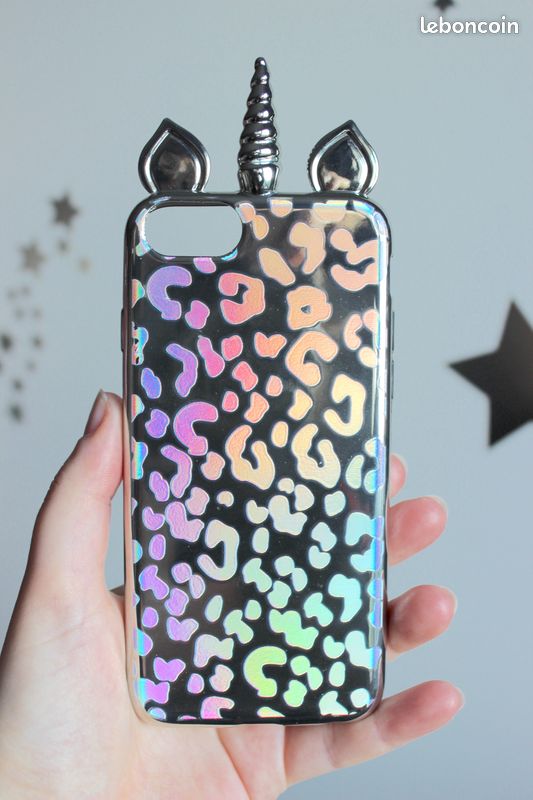 Coque iPhone 7-8-SE licorne argentée (image 1)