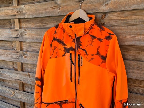 Veste softshell chasse orange fluo 500 Solognac Decathlon