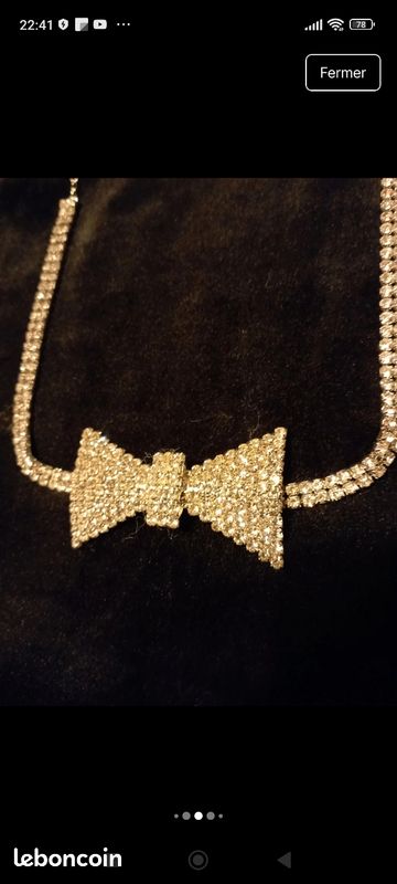 Idée cadeau 🎁Lot collier noeud papillon et d'un bracelet en strass (image 4)