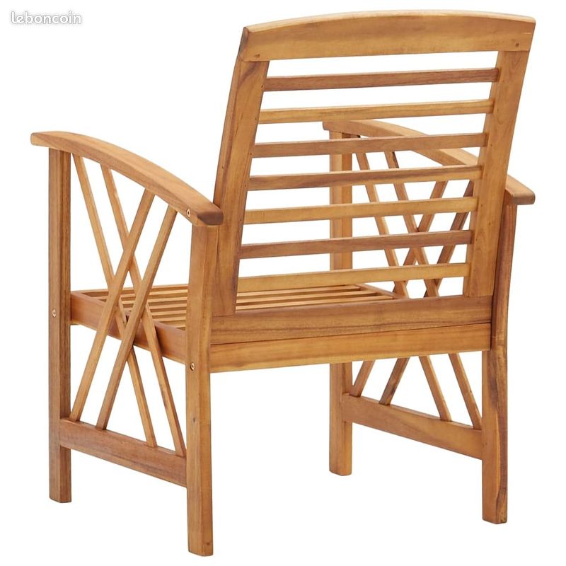 Lot de 2 Chaises Bois Massif Acacia - Fauteuils de Jardin - Mobilier Extérieur Terrasse (image 3)