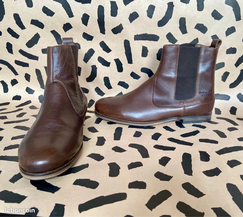 Boots Chelsea cuir marron MCS (image 3)