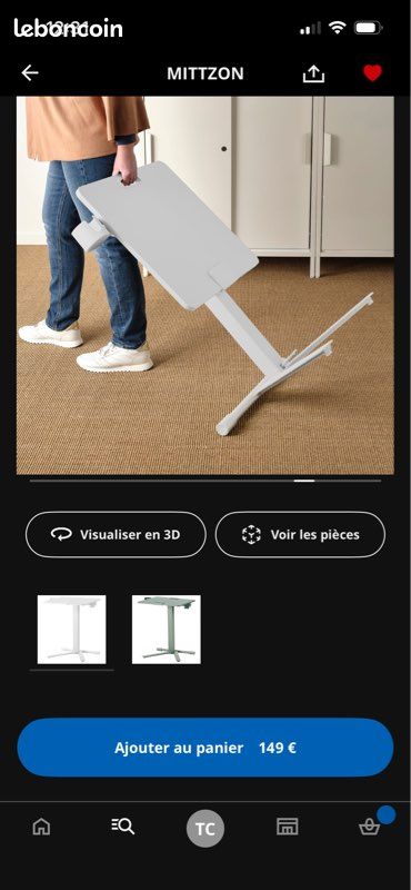 Mittzon ikea bureau assis debout blanc table ordinateur roulettes (image 8)