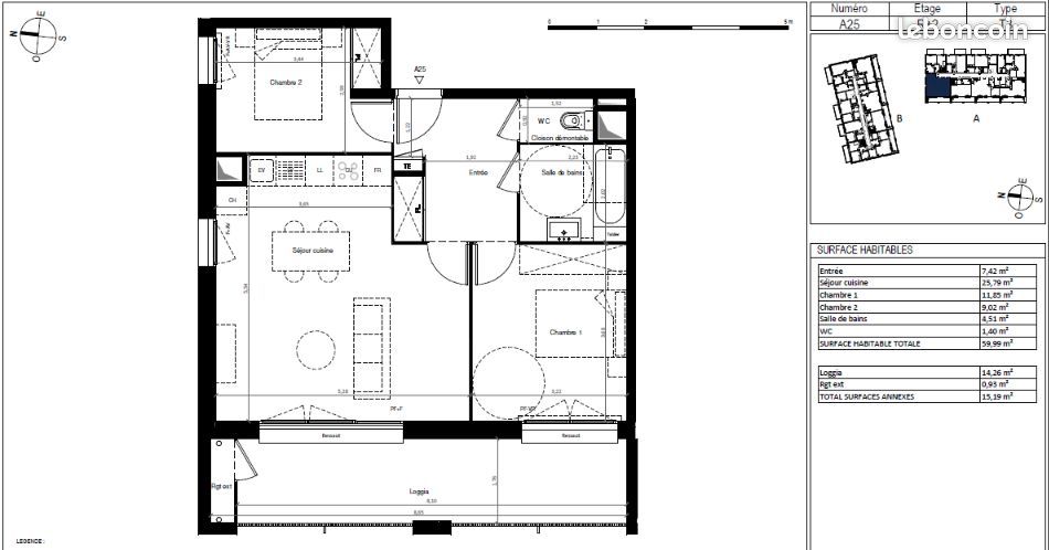 Appartement 3 pièces 60 m² · à Villenave-d'Ornon · 60 m² · 995 €/mois