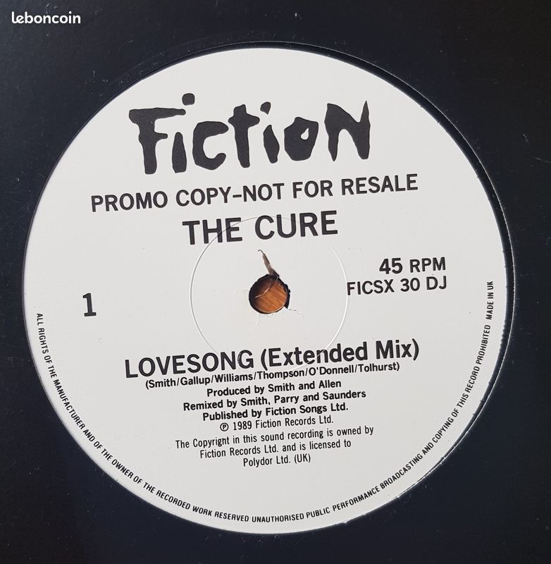 THE CURE - Lovesong - 12" promo U.K. - Pochette noire (1989) (image 3)