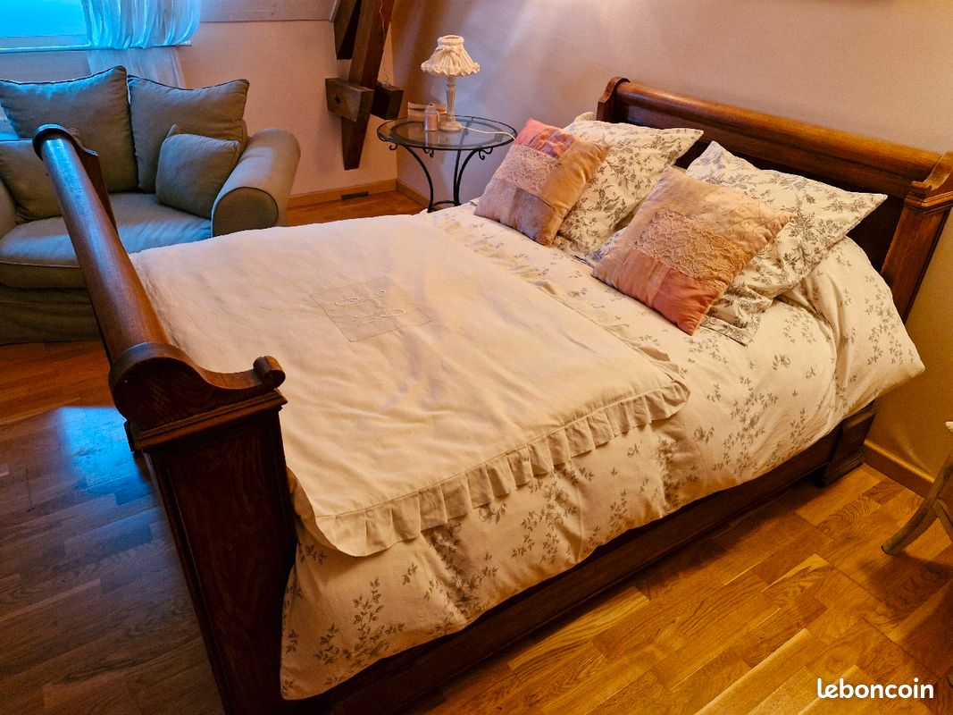 Lit ancien rouleau avec sommier lattes et matelas (image 4)
