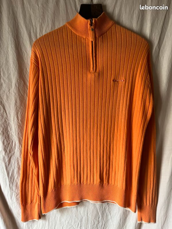 Pull à col ras du cou en coton orange