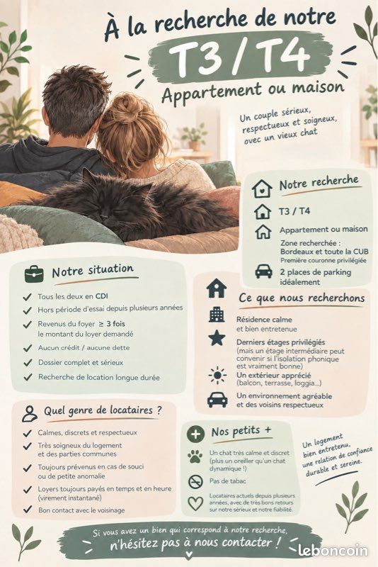 Appartement 3 pièces 64 m² · à Bègles · 64 m² · 1 000 €/mois