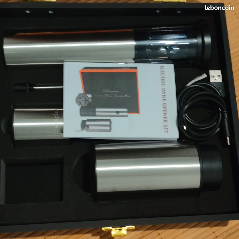 Tire-Bouchon Électrique Rechargeable 8 En 1 ZOYIDOUX - Coffret Cadeau Inox Avec Socle, Aérateur Et Accessoires