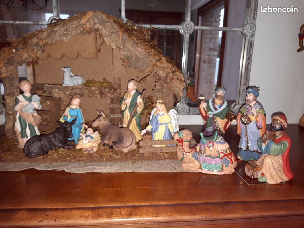 dzqad Crèche De Noël Complète - Ensemble De 12 Crèches Traditionnelles | Figurines De La Sainte Famille | Statues De La Nativité En Résine Ornement Religieux | Décorations De Noël