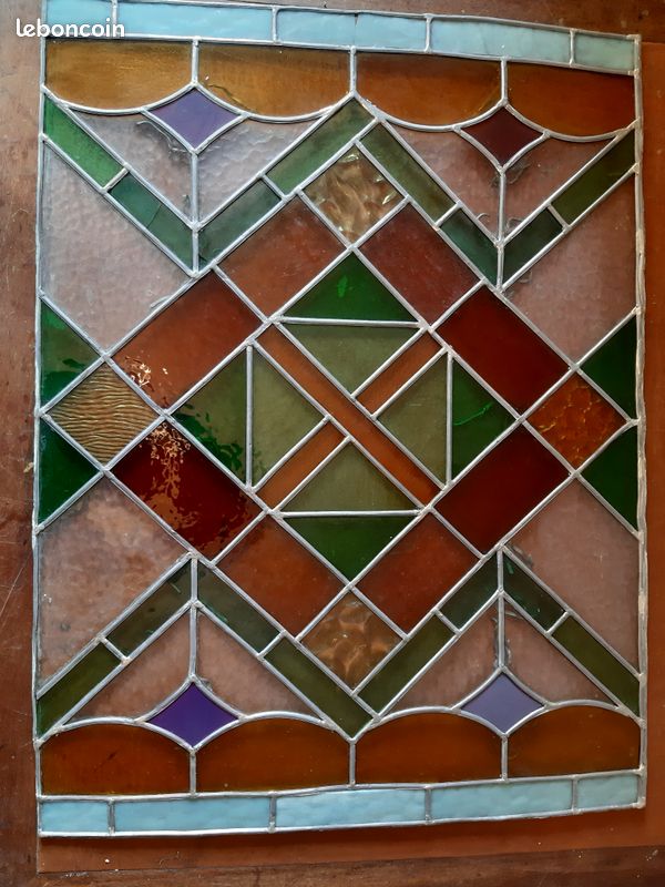 Vitrail d'Eglise XIXeme Croix (image 1)