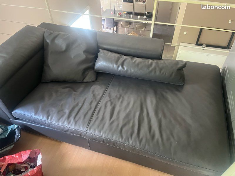 Canapé d’angle cuir gris Roche Bobois (image 2)